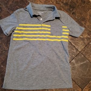 5/25 Cherokee Boys S 6-7 Grey Yellow Stripes Collar Polo Shirt Cotton Po…